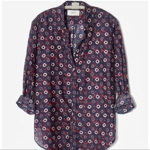 NWT Xirena Printed Beau Shirt in Navy Rouge Size XS